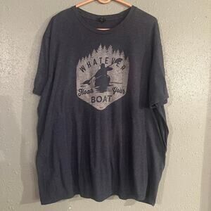 Unisex Grey Blue "Whatever Floats Your Boat" T Shirt XXL Canoe Outdoor Boating